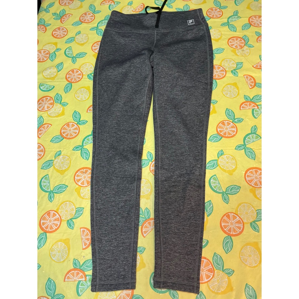 Fila Sport Athletic Leggings Womens Small‎ Gray Heathered Drawstring Waist